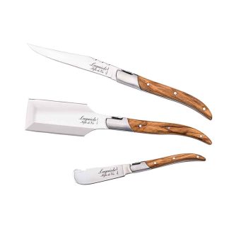 Луксозен комплект ножове за колбаси Laguiole Style de Vie Luxury Line Olive wood