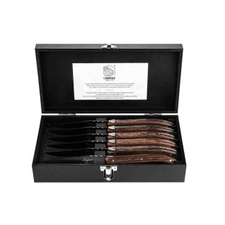 Луксозен комплект 6 ножа за стек Laguiole Style de Vie Luxury Line Wenge Black