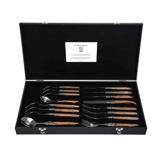 Луксозен комплект прибори за хранене Laguiole Style de Vie Luxury Line Olive wood