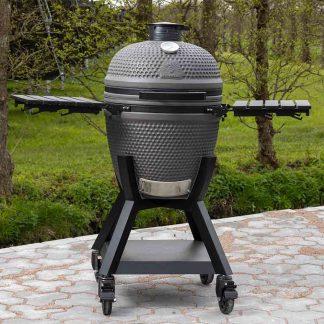 Grătar ceramic pe cărbune Kamado Bestcharcoal, cu cărucior