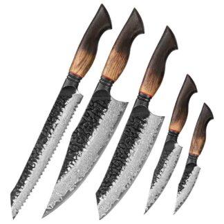 Set de 5 cuțite de bucătărie din oțel damasc Xinzuo X06